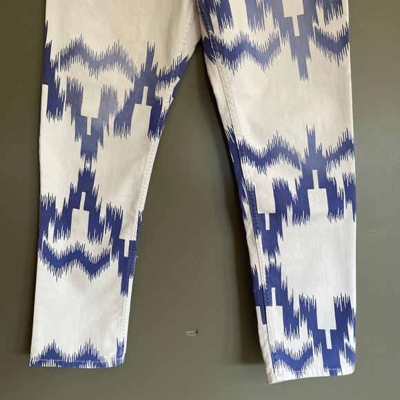 Isabel Marant Etoile Lanea Jeans Size Medium White Blue Western Aztec High Rise - Picture 7 of 16